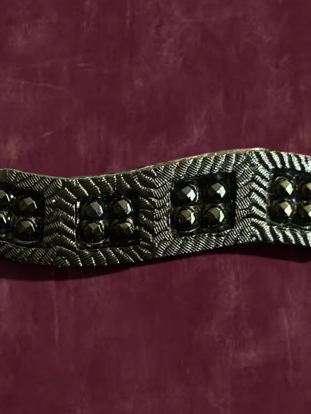 Victorian French Jet Mourning Bar Brooch Textured Bar Pin